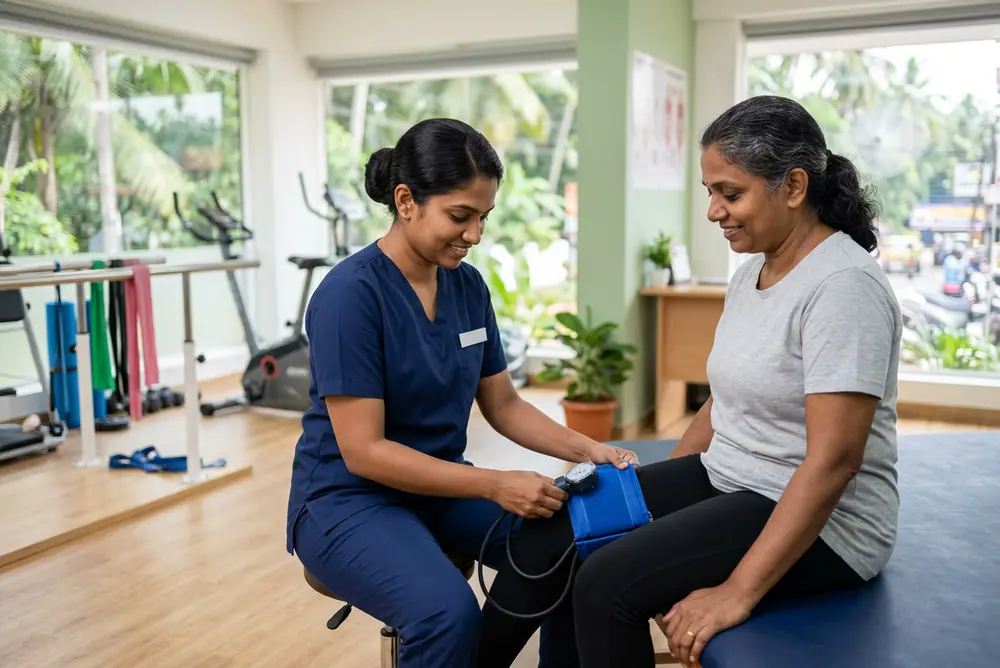 Neuropathy physiotherapy, balance and strength training for a patient in Kochi